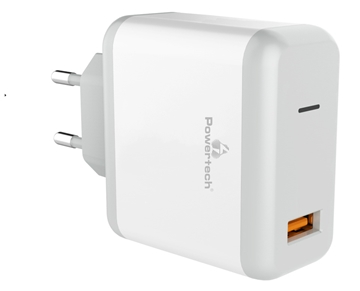Picture of ΦΟΡΤΙΣΤΗΣ ΜΠΡΙΖΑΣ POWERTECH PT-709 QUICK CHARGE 3.0  1x USB, DC5V 3.A max , WHITE