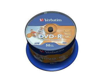 DVD-R VERBATIM 4,7 GB 120min PRINTABLE 50ΑΔΑ 43533