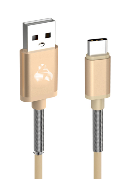 ΚΑΛΩΔΙΟ GOLF USB 2.0V (A) σε USB TYPE-C flex alu PTR-0022, copper, 1m, χρυσό