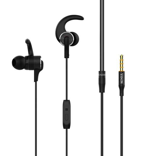ΑΚΟΥΣΤΙΚΑ YISON Sports earphones με μικρόφωνο EX230, 10mm, 1.2m, μαύρο