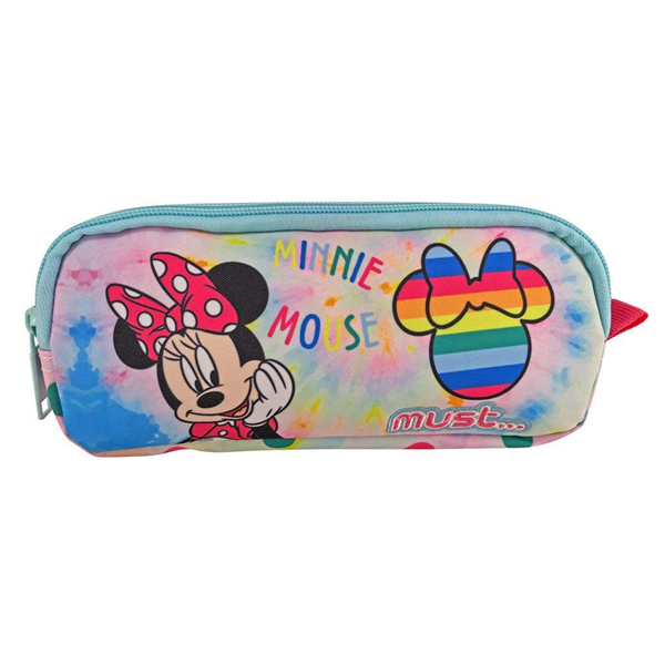 Σχολική Κασετίνα Βαρελάκι Disney Minnie Mouse I Love Rainbow Must 2 Θήκες