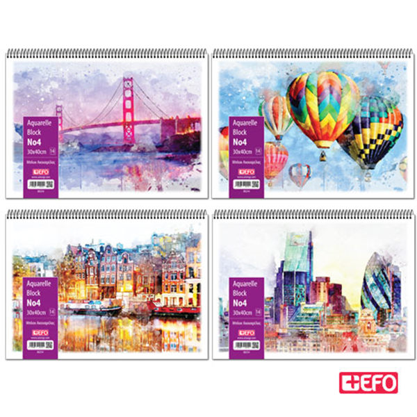 ΜΠΛΟΚ ΑΚΟΥΑΡΕΛΛΑΣ +EFO 30Χ40 Ν4 14Φ 220ΓΡ 4 ΣΧΕΔΙΑ ΕΞΩΦΥΛΛΟΥ