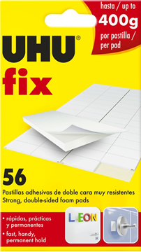 UHU FIX 50X ΠΛΑΚΙΔΙΑ ΑΦΡΩΔΗ ΔΙΠΛΗΣ ΟΨΗ  MAX 400gr