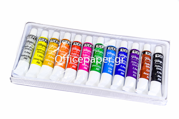 ΤΕΜΠΕΡΑ +EFO SET 12 ΧΡΩΜΑΤΑ X 7,5ml ΣΕ ΧΑΡΤΙΝΟ ΚΟΥΤΙ 382007