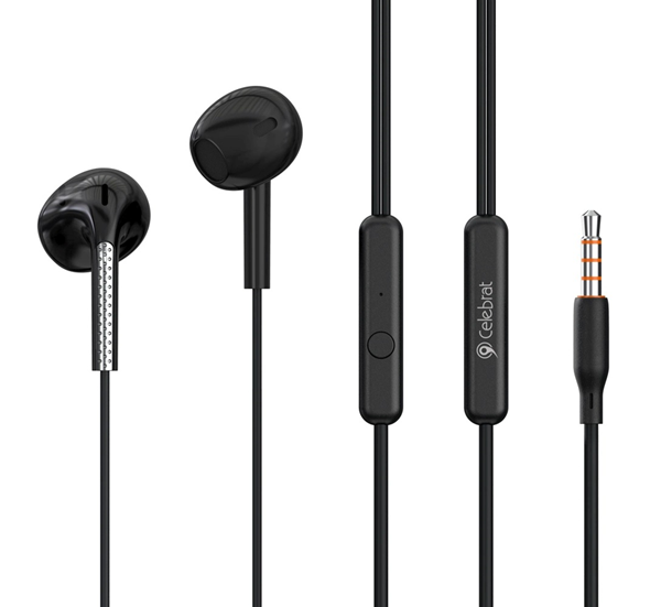 ΑΚΟΥΣΤΙΚΑ ΜΙΝΙ CELEBRAT G28 ΜΑΥΡΑ HANDSFREE 3.5mm σύνδεση, Φ10mm, 1.2m, μαύρα