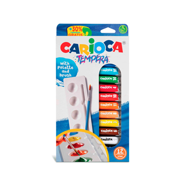 ΤΕΜΠΕΡΑ CARIOCA 12 ΧΡΩΜΑΤΑ ΠΑΛΕΤΑ ΚΑΙ ΠΙΝΕΛΟ 40012