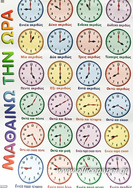 ΑΦΙΣΑ ΕΚΠΑΙΔΕΥΤΙΚΗ -ΜΑΘΑΙΝΩ ΤΗΝ ΩΡΑ 60Χ80ΕΚ. ΣΥΜΡΝΙΩΤΑΚΗΣ