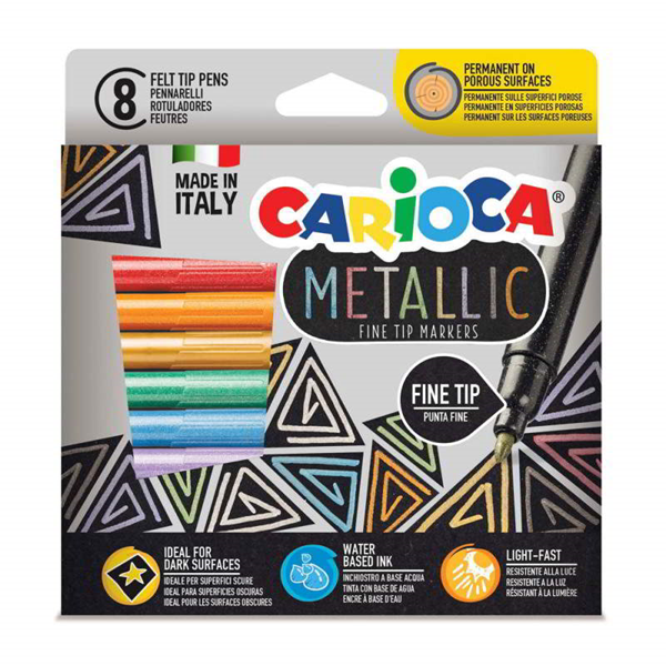 ΜΑΡΚΑΔΟΡΟΙ CARIOCA METALLIC 8ΧΡΩΜ. FINE TIP 6mm,WATER BASED