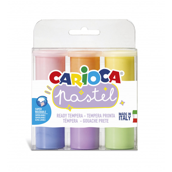 ΤΕΜΠΕΡΑ CARIOCA PASTEL 6Χ25ml SUPERWASHABLE