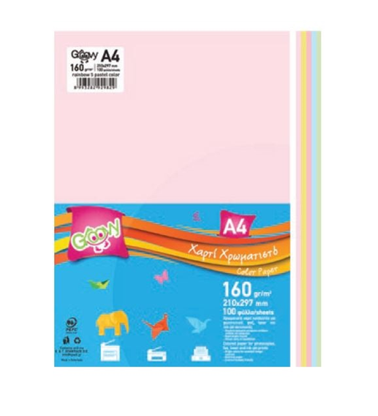 ΧΑΡΤΙ GROOVY A4 160GR ΠΑΚ.100ΦΥΛΛΑ 5 ANOIKTA ΧΡΩΜΑΤΑ 0.91.186
