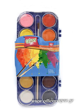 ΝΕΡΟΧΡΩΜΑΤΑ GROOVY 12 ΧΡΩΜΑΤΑ Φ28mm ΚΑΙ ΠΙΝΕΛΟ  No 0.76.040