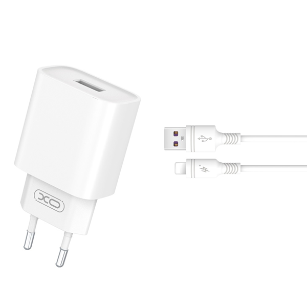 ΦΟΡΤΙΣΤΗΣ ΜΠΡΙΖΑΣ XO CE02D(EU) ΜΕ ΚΑΛΩΔΙΟ Lightning QC 3.0 18W 1x USB white