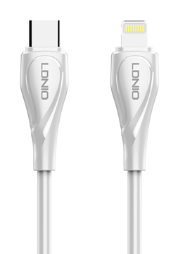 ΚΑΛΩΔΙΟ LDNIO Lightning σε USB-C LC611I, 30W PD, 1m, λευκό