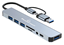 USB hub POWERTECH PTR-0151 με card reader, 8 θυρών, USB & USB-C, γκρι