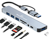 USB hub POWERTECH PTR-0151 με card reader, 8 θυρών, USB & USB-C, γκρι