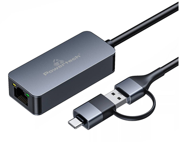 ΑΝΤΑΠΤΟΡΑΣ ΔΙΚΤΥΟΥ POWERTECH PTR-0149, USB & USB-C, 1000 Mbps, γκρι
