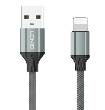 ΚΑΛΩΔΙΟ IPHONE LDNIO Lightning σε USB LS441, 12W, 1m, γκρι