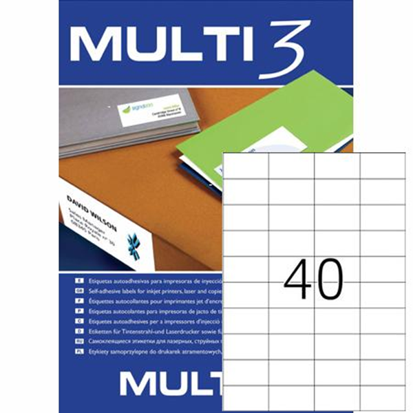 ΕΤΙΚΕΤΕΣ MULTI 3  52,5Χ29,7  Π100Φ LAS-INKJET-COPY Νο4719