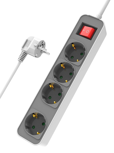 ΠΟΛΥΜΠΡΙΖΟ POWERTECH 4Θ+ΔΙΑΚΟΠΤΗ  3Χ1,5mm ΚΑΛΩΔΙΟ 1.4m 16A ΧΡΩΜΑ ΛΕΥΚΟ-ΓΚΡΙ