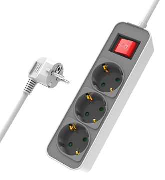 ΠΟΛΥΜΠΡΙΖΟ POWERTECH 3Θ+ΔΙΑΚΟΠΤΗ  3Χ1,5mm ΚΑΛΩΔΙΟ 1.4m 16A ΧΡΩΜΑ ΛΕΥΚΟ-ΓΚΡΙ