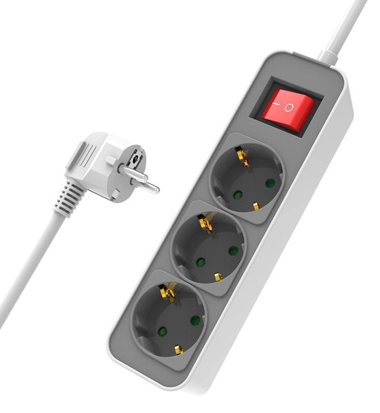 ΠΟΛΥΜΠΡΙΖΟ POWERTECH 3Θ+ΔΙΑΚΟΠΤΗ  3Χ1,5mm ΚΑΛΩΔΙΟ 1.4m 16A ΧΡΩΜΑ ΛΕΥΚΟ-ΓΚΡΙ