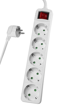 ΠΟΛΥΜΠΡΙΖΟ POWERTECH 5Θ  3Χ1,5mm ΚΑΛΩΔΙΟ 5m 16A ΧΡΩΜΑ ΛΕΥΚΟ