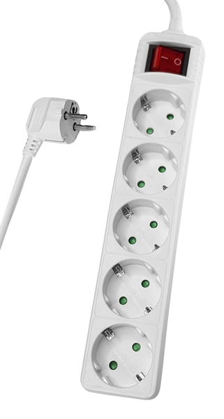 ΠΟΛΥΜΠΡΙΖΟ POWERTECH 5Θ  3Χ1,5mm ΚΑΛΩΔΙΟ 5m 16A ΧΡΩΜΑ ΛΕΥΚΟ