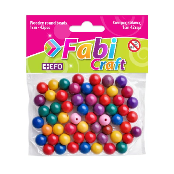 ΧΑΝΤΡΕΣ FABI ΞΥΛΙΝΕΣ ΣΤΡΟΓΓΥΛΛΕΣ ΧΡΩΜΑ Φ10mm 42ΤΕΜ 173010