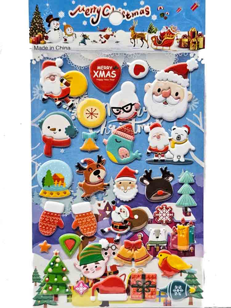 ΑΥΤΟΚΟΛΛΗΤΑ ΔΙΑΚΟΣΜΗΤΙΚΑ 3Δ ΧΡΙΣΤΟΥΓΕΝΝΑ ΣΕ ΚΑΡΤΑ 10Χ15ΕΚ. ΔΙΑΦΟΡΑ ΧΡΩΜΑΤΑ