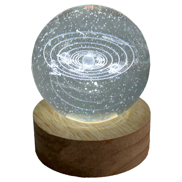 ΦΩΤΙΣΤΙΚΟ ΓΥΑΛΑ LED 3D ΔΙΑΣΤΗΜΑ ΚΟΣΜΟΣ Φ8cm ME ΜΠΑΤΑΡΙΑ 15429