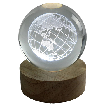 ΦΩΤΙΣΤΙΚΟ ΓΥΑΛΑ LED 3D ΓΗ Φ8cm ME USB 15438