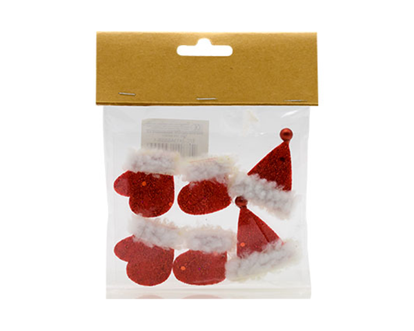 ΑΥΤΟΚΟΛΛΗΤΑ ΤΣΟΧΑ ΧΡΙΣΤΟΥΓΕΝΝΙΑΤΙΚΑ ΣΚΟΥΦΟΣ-ΓΑΝΤΙΑ  6ΤΕΜ 10Χ12mm 61705