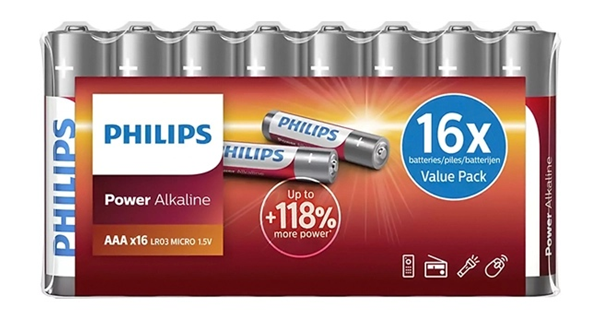 ΜΠΑΤΑΡΙΕΣ PHILIPS 16ΧΑΑΑ  1,5V POWER ALKALINE LR03