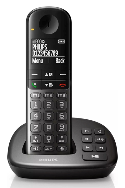 ΤΗΛΕΦΩΝΟ ΑΣΥΡΜΑΤΟ PHILIPS XL4951DS/34 ελληνικό μενού, τηλεφωνητής, μαύρο
