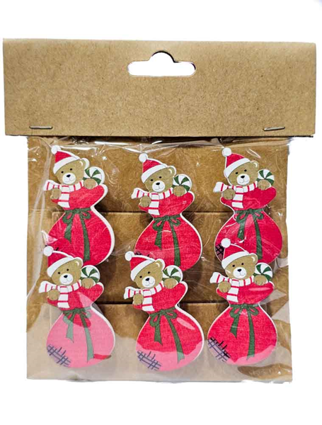 ΜΑΝΤΑΛΑΚΙΑ ΧΡΙΣΤΟΥΓΕΝΝΙΑΤΙΚΑ ΞΥΛΙΝΑ ΑΡΚΟΥΔΑΚΙ ΣΕΤ 6Τ 5Χ7εκ. Νο ΧΥ18-51599D