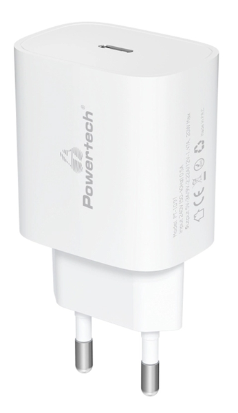 ΦΟΡΤΙΣΤΗΣ ΜΠΡΙΖΑΣ POWERTECH PT-1091, USB-C, PD 20W, λευκός
