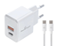 ΦΟΡΤΙΣΤΗΣ ΜΠΡΙΖΑΣ POWERTECH PT-1248, καλώδιο, USB/USB-C, 20W, GaN, λευκός