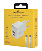 ΦΟΡΤΙΣΤΗΣ ΜΠΡΙΖΑΣ POWERTECH PT-1248, καλώδιο, USB/USB-C, 20W, GaN, λευκός