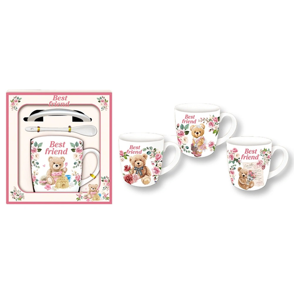 ΚΟΥΠΑ ΚΕΡΑΜΙΚΗ ΑΡΚΟΥΔΑΚΙ ΣΕ ΚΟΥΤΙ ΔΩΡΟΥ 16Χ16Χ10cm MΕ ΠΙΑΤΟ ΚΑΙ ΚΟΥΤΑΛΙ  15294