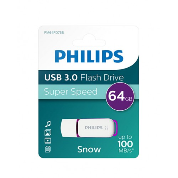 ΜΝΗΜΗ USB PHILIPS 64GB SNOW USB 3.0 CAP VIOLET