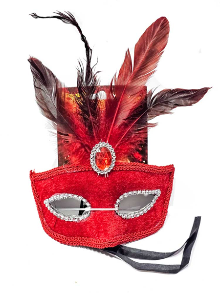 ΜΑΣΚΑ ΑΠΟΚΡΙΑΣ ΒΕΛΟΥΔΟ ΦΤΕΡΑ ΠΕΤΡΑΔΙ ΣΚΛΗΡΟ ΠΛΑΣΤΙΚΟ 9Χ21ΕΚ.