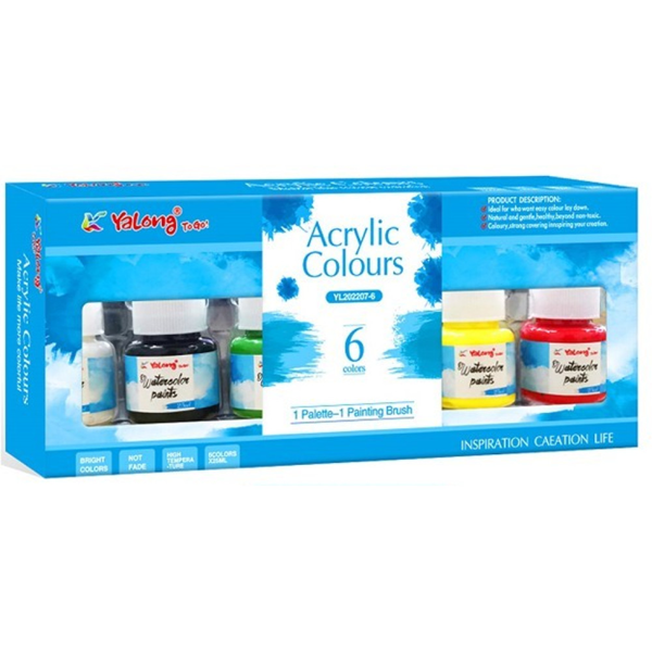 ΑΚΡΥΛΙΚΑ ΧΡΩΜΑΤΑ YALONG 6X25ML KAI ΠΙΝΕΛΟ