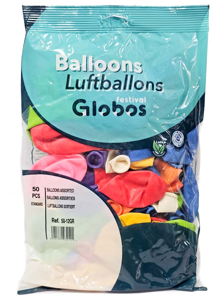 ΜΠΑΛΟΝΙΑ ΣΑΚΟΥΛΑΚΙ 50ΤΕΜ GLOBOS 50-10G ΜΕΣΑΙΑ ΑΣΟΡΤΙ 100% LATEX