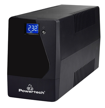 UPS POWERTECH UPS Line Interactive PT-1050LCD με οθόνη, 1050VA, 630W, 2x Schuko, 2x RJ45/RJ11