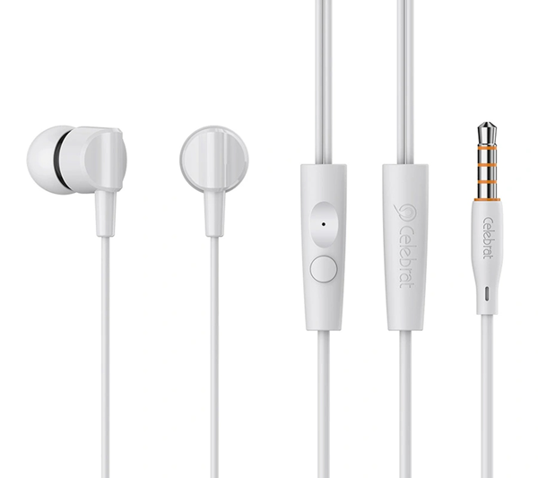 ΑΚΟΥΣΤΙΚΑ ΜΙΝΙ CELEBRAT earphones με μικρόφωνο G35, 3.5mm σύνδεση, 10mm, 1.2m, λευκά