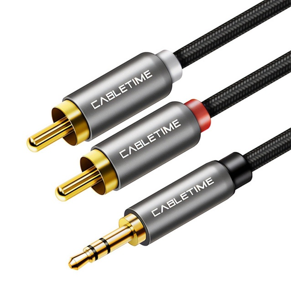 ΚΑΛΩΔΙΟ AUDIO ΠΡΟΕΚΤΑΣΗ CABLETIME καλώδιο Stereo 3.5mm σε 2x RCA AV314, 5m, μαύρο