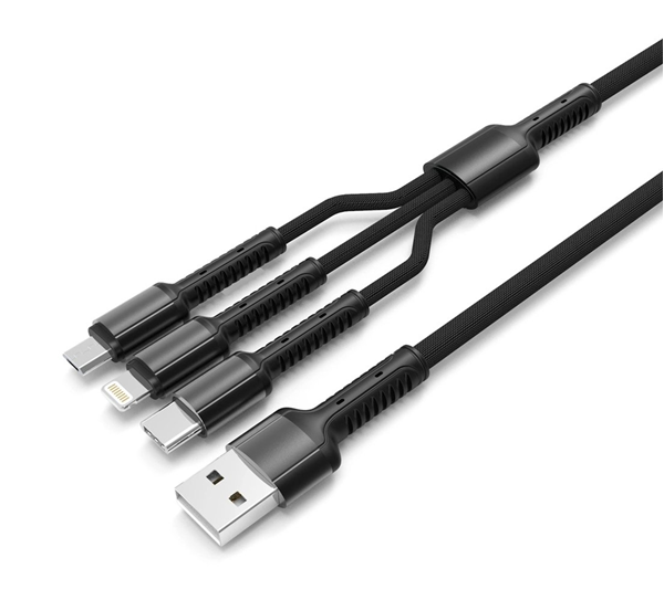 ΚΑΛΩΔΙΟ LDNIO καλώδιο USB σε USB-C/Lightning/Micro USB LC93, 3.4A, 1.2m, γκρι ΦΟΡΤΙΣΗ ΚΑΙ ΔΕΔΟΜΕΝΑ