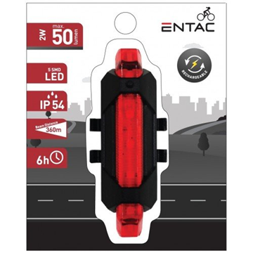 ΦΩΣ ΠΟΔΗΛΑΤΟΥ ENTAC  KOKKINO ΠΛΑΣΤΙΚΟ 2W 50 LUMENS 5 LED SMD IP54 6Hours