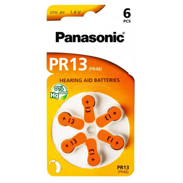ΜΠΑΤΑΡΙΕΣ PANASONIC ΑΚΟΥΣΤΙΚΩΝ PR13 No13 6pack