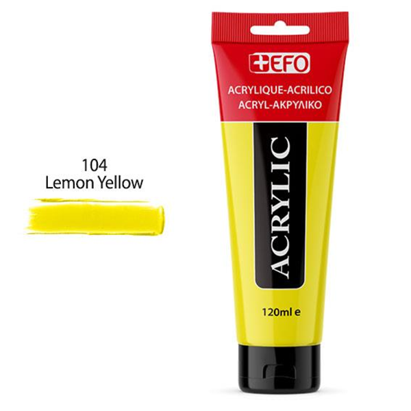 ΑΚΡΥΛΙΚΟ ΧΡΩΜΑ EFO 120ml LEMON YELLOW ΚΙΤΡΙΝΟ ΛΕΜΟΝΙ σωληνάριο 389104